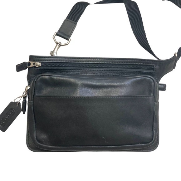 Coach Handbags - Coach vintage black leather Fanny pack bag